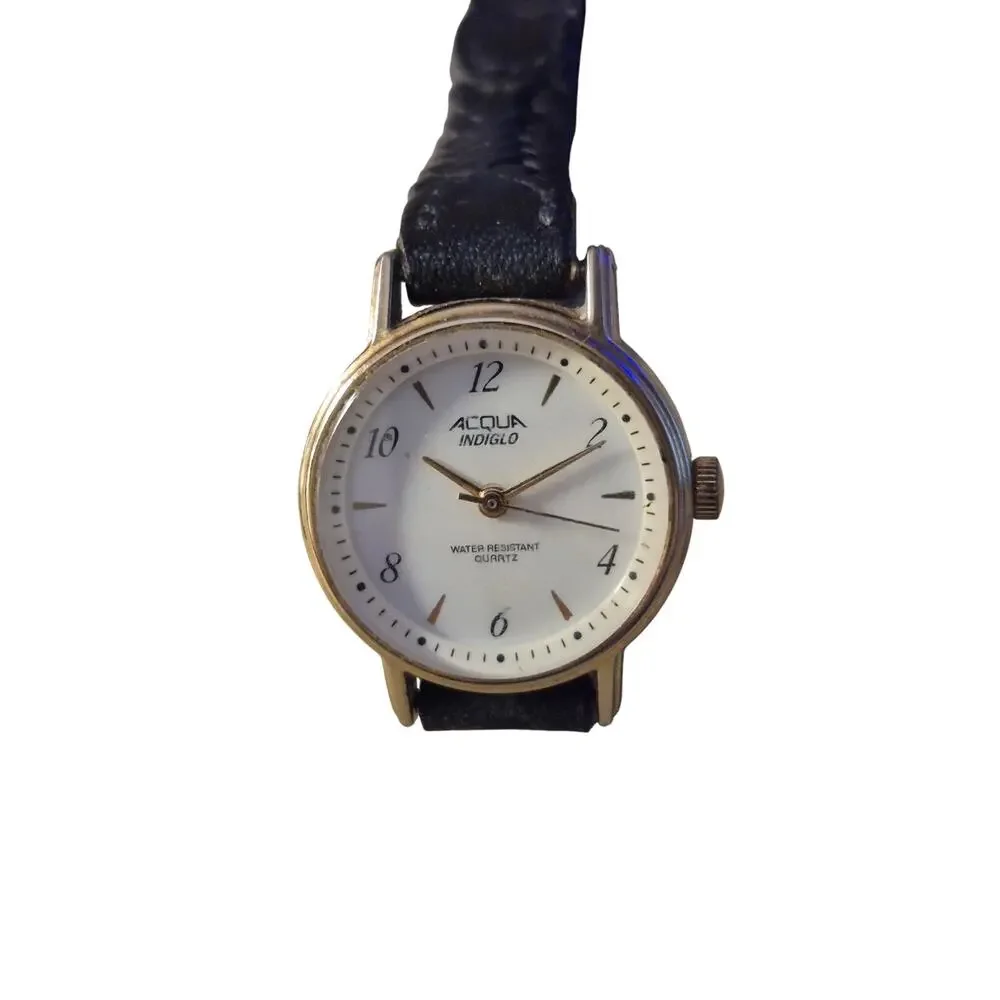 Acqua Timex Ladies Watch New Battery Vintage Gold toned Bezel Classic‎ Goth